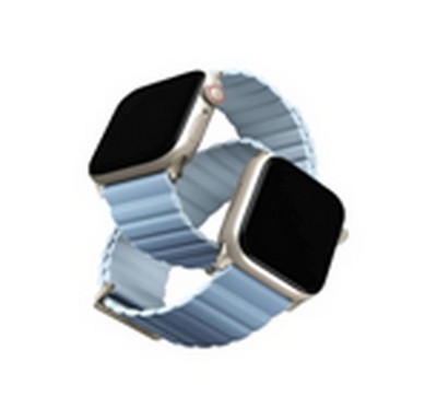 Ремешок силиконовый Uniq REVIX Premium для Apple Watch 41/40/38, цвет белый/нежно голубой (ARCTIC/SOFT BLUE) - фото 57093
