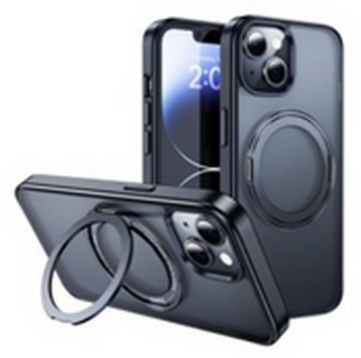 Чехол пластиковый Hoco AS1 Rotating magnetic case для iPhone 15 Plus (6.7") с магнитным кольцом 2.0mm Черный - фото 57518