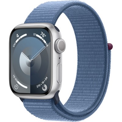 Apple Watch Series 9 GPS 41mm Silver Aluminium Sport Loop (серебристый/синий) - фото 57287