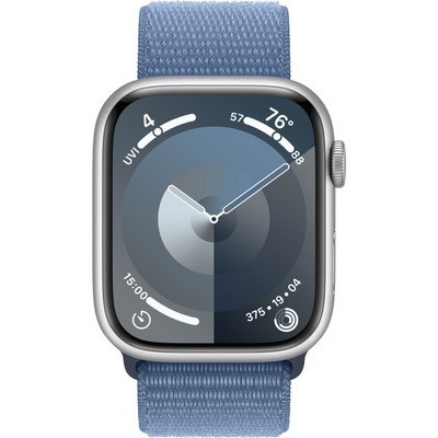 Apple Watch Series 9 GPS 45mm Silver Aluminium Sport Loop (серебристый/синий) - фото 57300