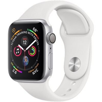 Apple Watch Series 4 GPS 40mm (Silver Aluminum Case with White Sport Band) - фото 7407