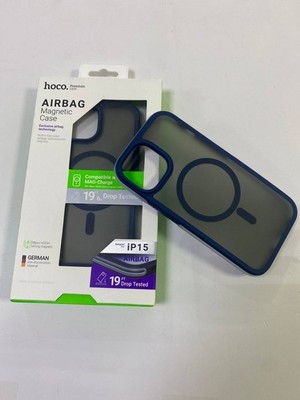 Чехол пластиковый Hoco AS5 19ft anti-fall flexible airbag magnetic case для iPhone 15 (6.1") PC+TPU 2.0mm Синий - фото 57848