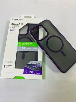 Чехол пластиковый Hoco AS5 19ft anti-fall flexible airbag magnetic case для iPhone 15 Pro Max (6.7") PC+TPU 2.0mm Фиолетовый - фото 57931