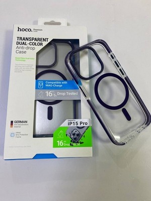 Чехол пластиковый Hoco AS6 Transparent anti-fall magnetic case для iPhone 15 Pro (6.1") TPU + PC + TPE 2.0mm Прозрачный/Фиолето - фото 57937