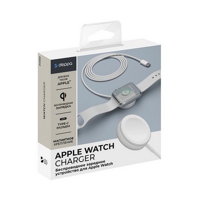 Беспроводное зарядное устройство Deppa A-watch Type-C (D-24022) для Apple Watch Series 1-8/SE/Ultra Белый - фото 58022