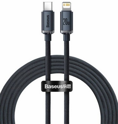 Дата-кабель Baseus Crystal Shine Series Fast Charging Data Cable Type-C - Lightning 20W (CAJY000301) 2.0м Черный - фото 58029
