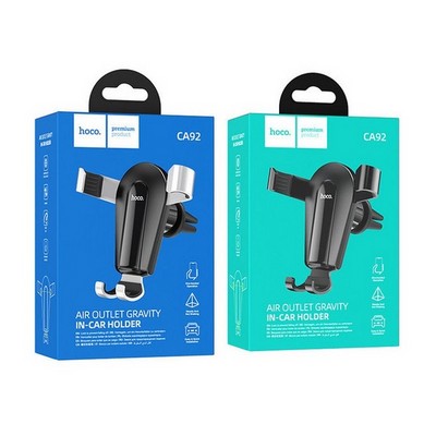 Автомобильный держатель Hoco CA92 Gold shield air outlet gravity car holder универсальный в решетку черный - фото 58034