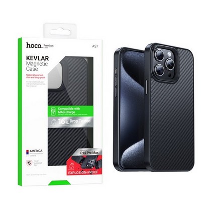 Чехол пластиковый Hoco KEVLAR AS7 Knight magnetic protective case для iPhone 15 Pro (6.1") Черный - фото 58044
