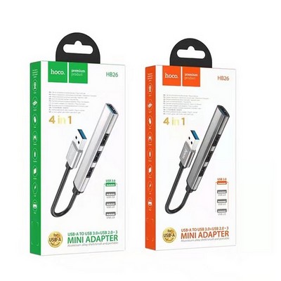 Переходник Hoco HB26 USB multifunction adapter 3хUSB2.0, 1хUSB3.0 для MacBook Графитовый - фото 58475