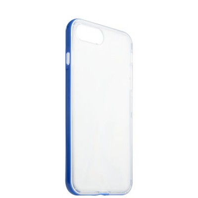 Чехол&бампер силиконовый прозрачный для iPhone 8 Plus/ 7 Plus (5.5) в техпаке Синий борт - фото 55399