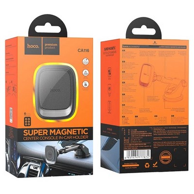 Автомобильный держатель Hoco CA116 Blue Shark car holder магнитный универсальный с присоской черный - фото 58382