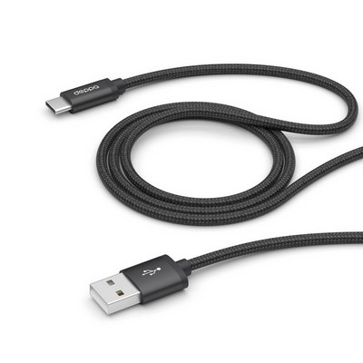 Дата-кабель USB Deppa Alum USB - Type-C D-72328 (1.2м) аллюминий/нейлон, Черный - фото 58957