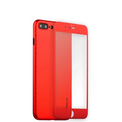 Чехол-накладка карбоновая Coblue 4D Glass & Carbon Case (2в1) для iPhone 8 Plus/ 7 Plus (5.5") Красный - фото 55463