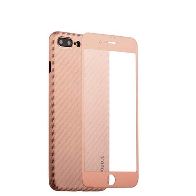 Чехол-накладка карбоновая Coblue 4D Glass & Carbon Case (2в1) для iPhone 8 Plus/ 7 Plus (5.5") Розовый - фото 55464