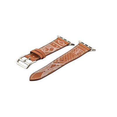Ремешок кожаный COTECi W13 Fashion LEATHER (WH5218-KR-38) для Apple Watch 40мм/ 38мм Коричнево-белый - фото 55497