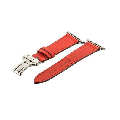 Ремешок кожаный COTECi W16 Fashion LEATHER застёжка «бабочка» (WH5223-RD-42) для Apple Watch 44мм/ 42мм Красный - фото 55502