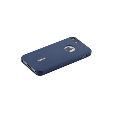 Чехол-накладка силиконовый Cherry матовый 0.4mm & пленка для iPhone SE/ 5S/ 5 (4.0") Синий - фото 55508