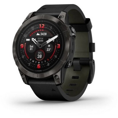 Garmin epix Pro (Gen 2) Sapphire Edition 47 mm Carbon Grey Leather Black (010-02803-30) - фото 61174