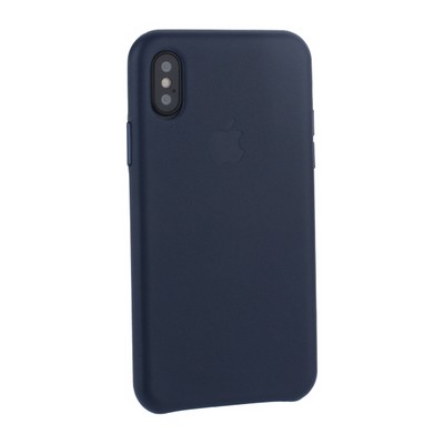 Чехол-накладка кожаная Leather Case для iPhone XS/ X (5.8") Midnight Blue Темно-синий - фото 16099
