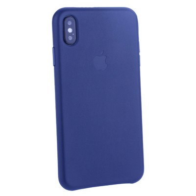 Чехол-накладка кожаная Leather Case для iPhone XS Max (6.5") Midnight Blue Темно-синий - фото 16109