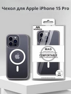 Чехол-накладка MOSBROS Eushield Magnetic Series Iphone 15 Pro Max (6.7") Gray - фото 63576