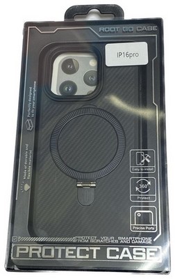 Чехол-накладка карбоновая Root Go Case magnetic для iPhone 16 Pro (6.3") c кольцом Black - фото 63579