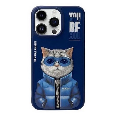 Чехол силиконовый Nimmy Friends Cool сute 2.0/ Tall Rich and Handsome для iPhone 15 Pro Max (6.7") Синий - фото 63339