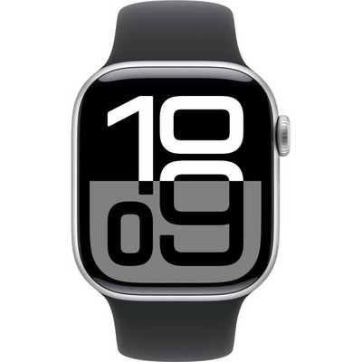 Apple Watch Series 10 GPS 42mm Silver Aluminum S/M/L Black Sport Band - фото 63348