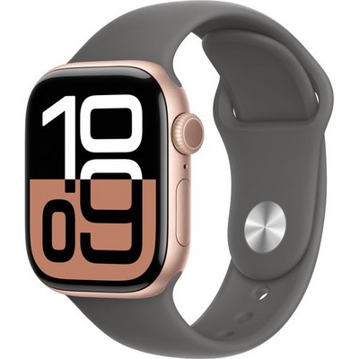 Apple Watch Series 10 GPS 42mm Rose Gold Aluminum S/M/L Stone Gray Sport Band - фото 63353