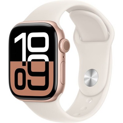 Apple Watch Series 10 GPS 42mm Rose Gold Aluminum S/M/L Starlight Sport Band - фото 63356