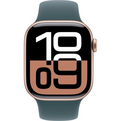 Apple Watch Series 10 GPS 42mm Rose Gold Aluminum S/M/L Lake Green Sport Band - фото 63360