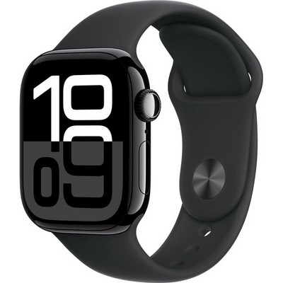 Apple Watch Series 10 GPS 42mm Jet Black Aluminum S/M/L Black Sport Band - фото 63365