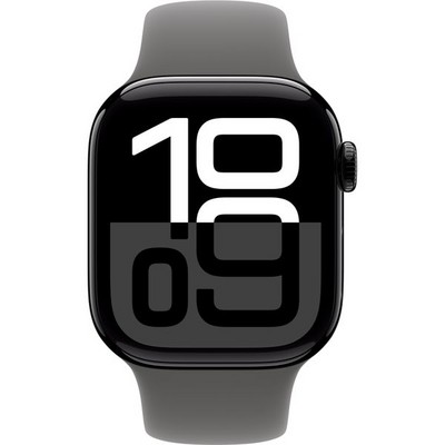 Apple Watch Series 10 GPS 42mm Jet Black Aluminum S/M/L Stone Gray Sport Band - фото 63369