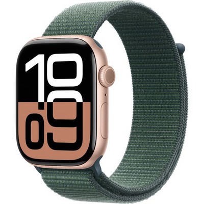 Apple Watch Series 10 GPS 46mm Rose Gold Aluminum  Lake Green Sport Loop - фото 63443