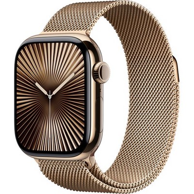 Apple Watch Series 10 GPS + Cellular 42mm Gold Titanium Milanese Loop - фото 63464