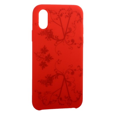 Чехол-накладка силиконовый Silicone Cover для iPhone XS/ X (5.8") Узор Красный - фото 55598