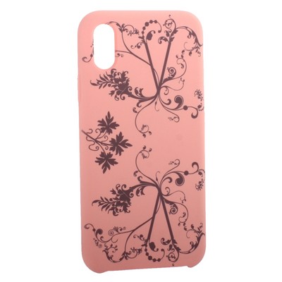 Чехол-накладка силиконовый Silicone Cover для iPhone XS/ X (5.8") Узор Розовый - фото 55600
