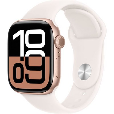 Apple Watch Series 10 GPS 42mm Rose Gold Aluminum S/M/L Light Blush Sport Band - фото 63759