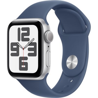 Apple Watch SE 2024 GPS 40mm Silver Aluminium S/M/L Denim Sport Band - фото 64020