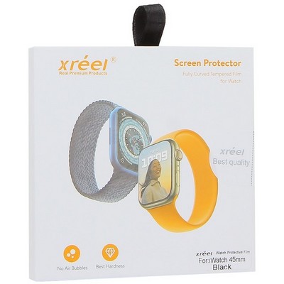 Стекло защитное Screen Protection Xreel для Apple Watch 7 series (45мм) черная рамка - фото 76963