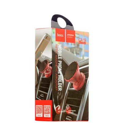 Автомобильный держатель Hoco CA19 Metal magnetic air outlet mobile phone holder - магнитный универсальный в решетку красный - фото 17824