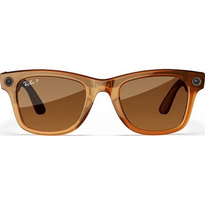 Ray-Ban Wayfarer Shiny Caramel Transparent/ Brown Polarized M/L - фото 78993