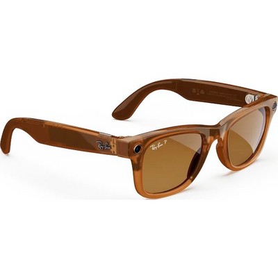 Ray-Ban Wayfarer Shiny Caramel Transparent/ Brown Polarized M/L - фото 78994
