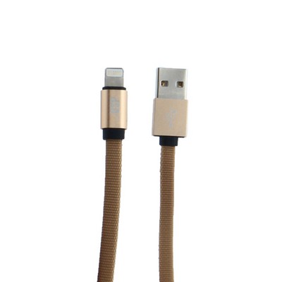 Дата-кабель USB BoraSCO B-34449 в нейлоновой оплетке 3A Lightning (1.0 м) Золотой - фото 55962