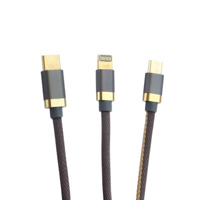 USB дата-кабель Innovation (O3IMT-OCTOPUS) Lux 3в1 Lightning+MicroUSB+Type-C Cable 2A (1.2м) Серый - фото 19497