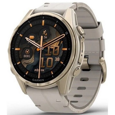Garmin Fenix 8 43mm Amoled Sapphire  Soft Gold with Limestone Leather Band + Dark Sandstone Silicone (010-02903-40) - фото 81784