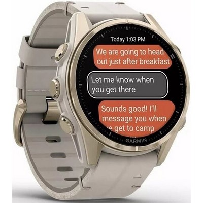 Garmin Fenix 8 43mm Amoled Sapphire  Soft Gold with Limestone Leather Band + Dark Sandstone Silicone (010-02903-40) - фото 81785
