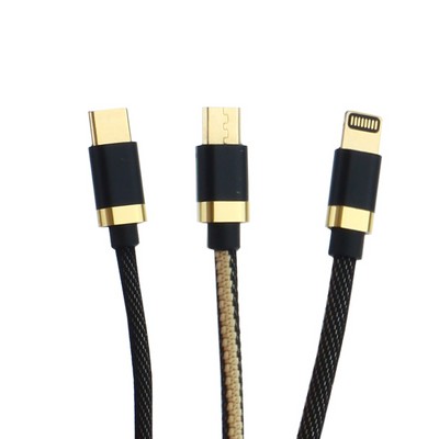 USB дата-кабель Innovation (O3IMT-OCTOPUS) Lux 3в1 Lightning+MicroUSB+Type-C Cable 2A (1.2м) Черный - фото 19499