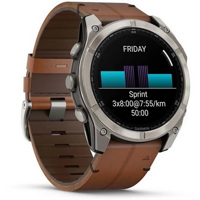 Garmin Fenix 8 51mm Amoled Sapphire Bare Titanium Black with Chestnut Leather Band + Black Silicone Band (010-02905-40) - фото 81827