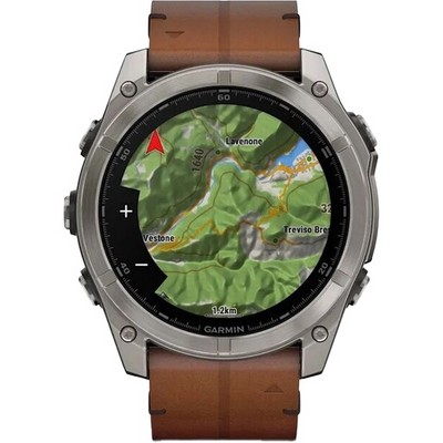 Garmin Fenix 8 51mm Amoled Sapphire Bare Titanium Black with Chestnut Leather Band + Black Silicone Band (010-02905-40) - фото 81828